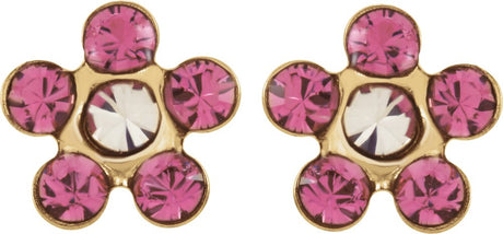 14K Yellow Imitation Pink Tourmaline Inverness® Piercing Earrings