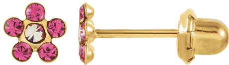 14K Yellow Imitation Pink Tourmaline Inverness® Piercing Earrings