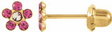 14K Yellow Imitation Pink Tourmaline Inverness® Piercing Earrings