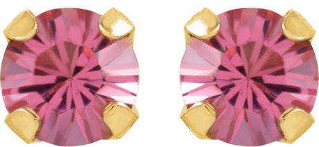 14K Yellow Imitation Pink Tourmaline Inverness® Piercing Stud Earrings