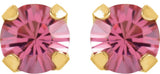 14K Yellow Gold Imitation Pink Tourmaline Inverness® Piercing Stud Earrings  