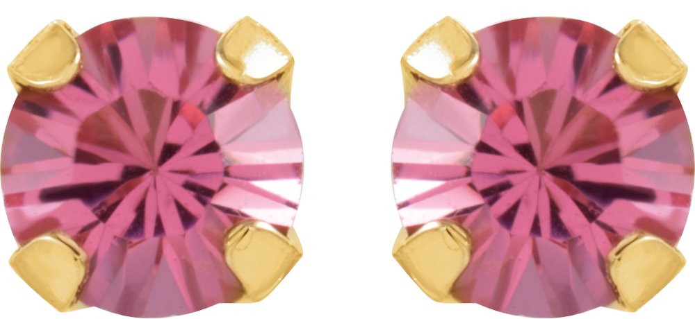 14K Yellow Imitation Pink Tourmaline Inverness® Piercing Earrings