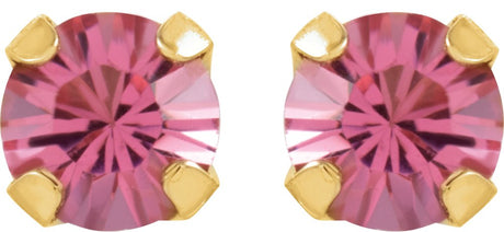 14K Yellow Imitation Pink Tourmaline Inverness® Piercing Earrings