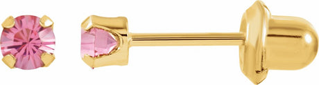 14K Yellow Imitation Pink Tourmaline Inverness® Piercing Stud Earrings  