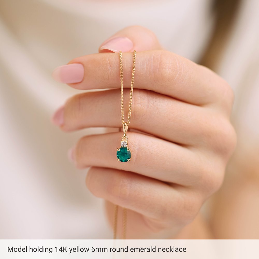 14K Yellow Gold Lab-Grown Blue Sapphire & .07 CT Natural Diamond Pendant