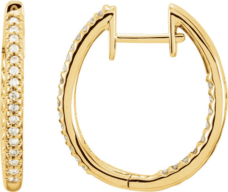 14K Yellow Gold 1/4 CTW Natural Diamond Inside-Outside 20.8 mm Hoop Earrings