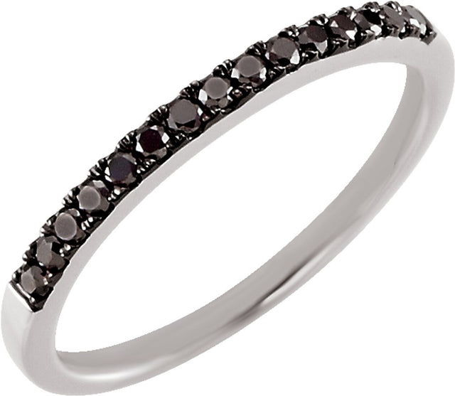 14K White Gold 1/5 CTW Black Diamond Stackable Ring