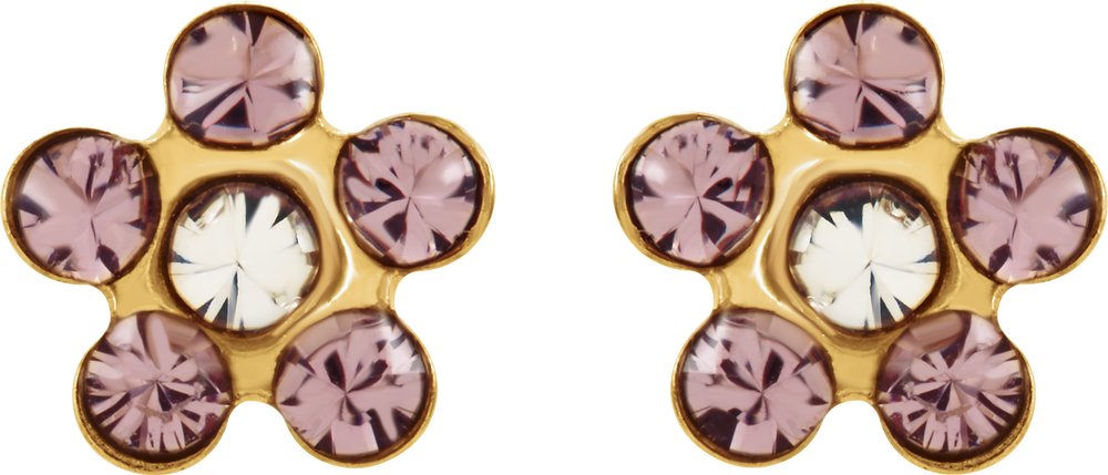 14K Yellow Imitation Alexandrite Inverness® Piercing Earrings