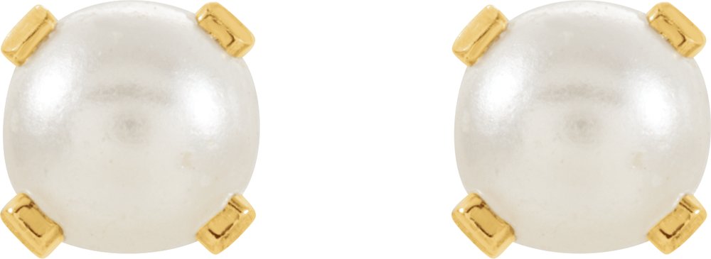 14K Yellow Imitation Cream Pearl Inverness® Piercing Earrings