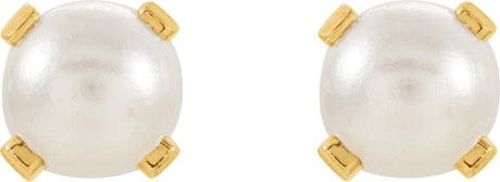 14K Yellow Imitation Cream Pearl Inverness® Piercing Earrings