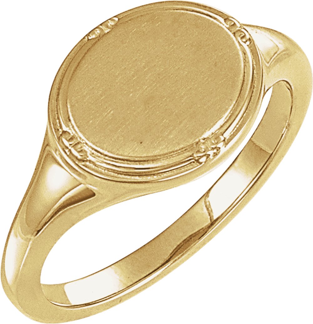 10K Yellow Gold 10x8 mm Oval Vintage-Inspired Signet Ring