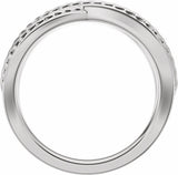 14K White Gold Wheat Criss-Cross Contour Band