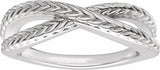 14K White Gold Wheat Criss-Cross Contour Band