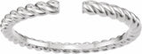 14K White Gold Rope Open Band Size 7