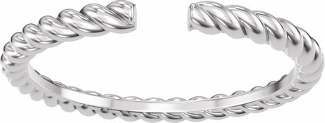 14K White Gold Rope Open Band Size 7
