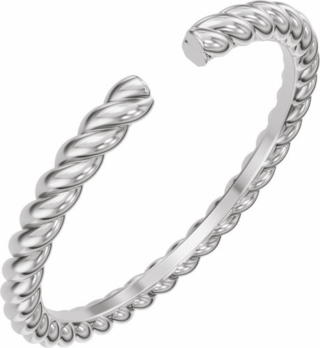 14K White Gold Rope Open Band Size 7