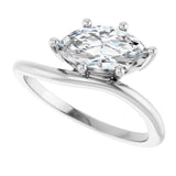 Sterling Silver 9/10 CT Lab-Grown Diamond Asymmetric Solitaire Ring