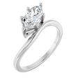 Sterling Silver 9/10 CT Lab-Grown Diamond Asymmetric Solitaire Ring