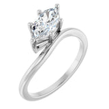 Sterling Silver 9/10 CT Lab-Grown Diamond Asymmetric Solitaire Ring