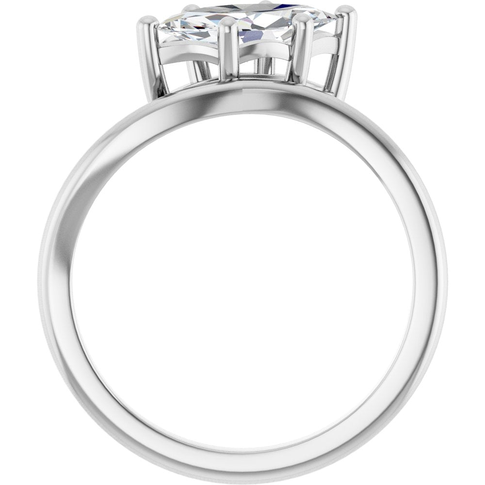 Sterling Silver 9/10 CT Lab-Grown Diamond Asymmetric Solitaire Ring
