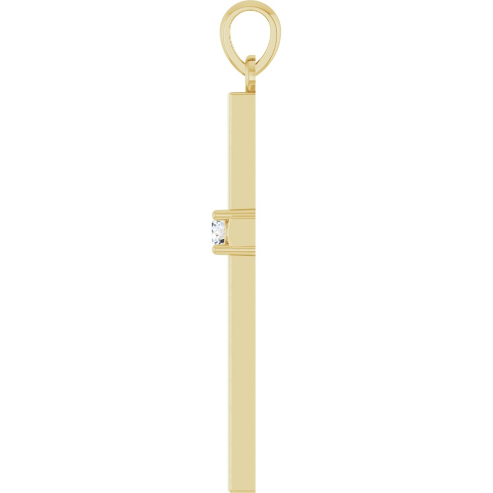 14K Yellow Gold .06 CT Lab-Grown Diamond Cross Pendant