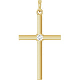 14K Yellow Gold .06 CT Lab-Grown Diamond Cross Pendant