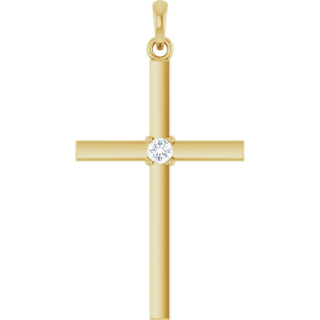 14K Yellow Gold .06 CT Lab-Grown Diamond Cross Pendant