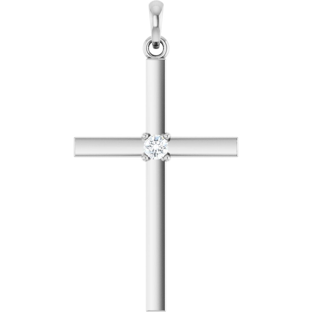 14K White Gold .06 CT Lab-Grown Diamond Cross Pendant