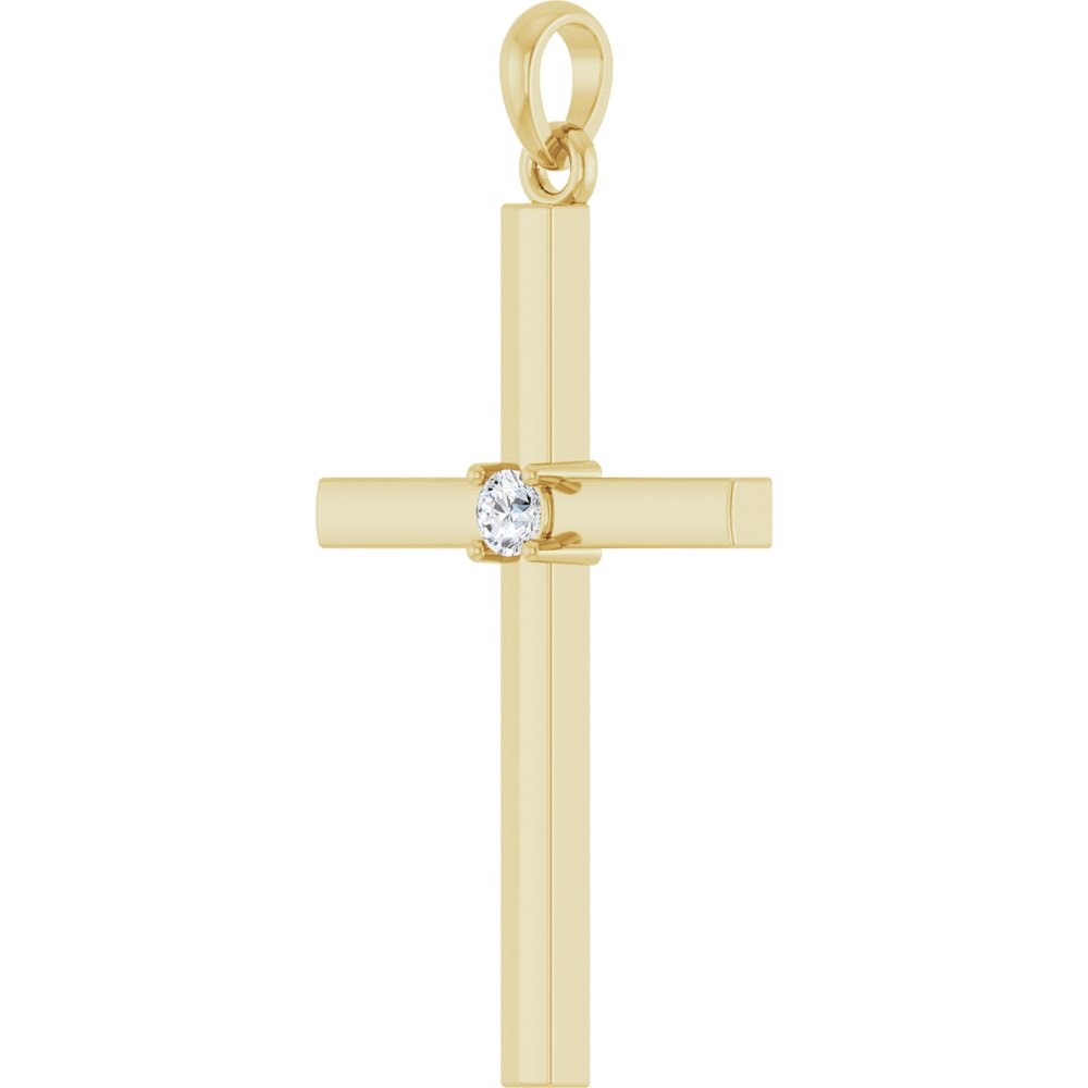 14K Yellow Gold .06 CT Lab-Grown Diamond Cross Pendant