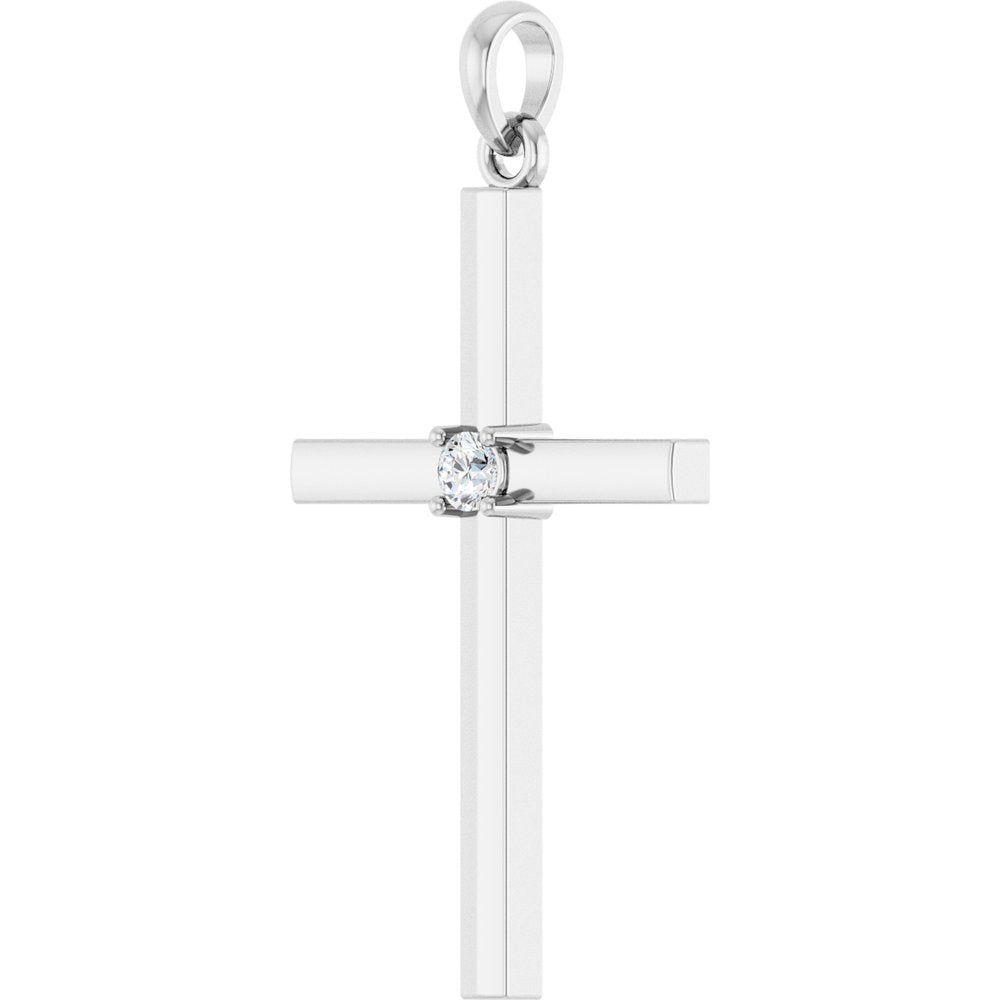 14K White Gold .06 CT Lab-Grown Diamond Cross Pendant