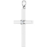 14K White Gold .06 CT Lab-Grown Diamond Cross Pendant