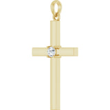 14K Yellow Gold 1/10 CT Lab-Grown Diamond Cross Pendant