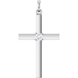 14K White Gold 1/10 CT Lab-Grown Diamond Cross Pendant