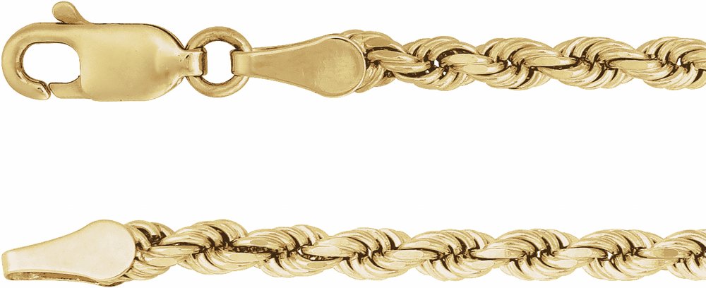 14K Yellow Gold 2.8 mm Diamond-Cut Rope 7" Chain 
