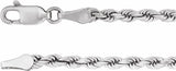 14K White Gold 2.8 mm Diamond-Cut Rope 7" Chain 