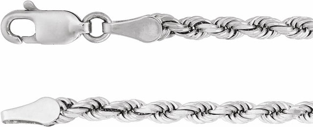 14K White Gold 2.8 mm Diamond-Cut Rope 7" Chain 