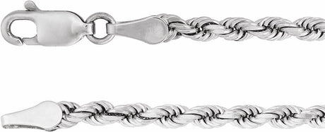 14K White Gold 2.8 mm Diamond-Cut Rope 7" Chain 