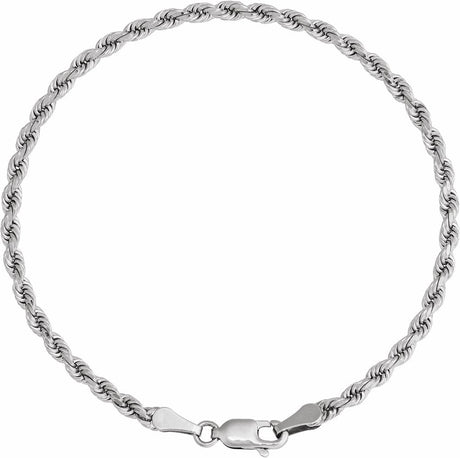 14K White Gold 2.8 mm Diamond-Cut Rope 7" Chain 