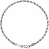 14K White Gold 2.8 mm Diamond-Cut Rope 7" Chain 
