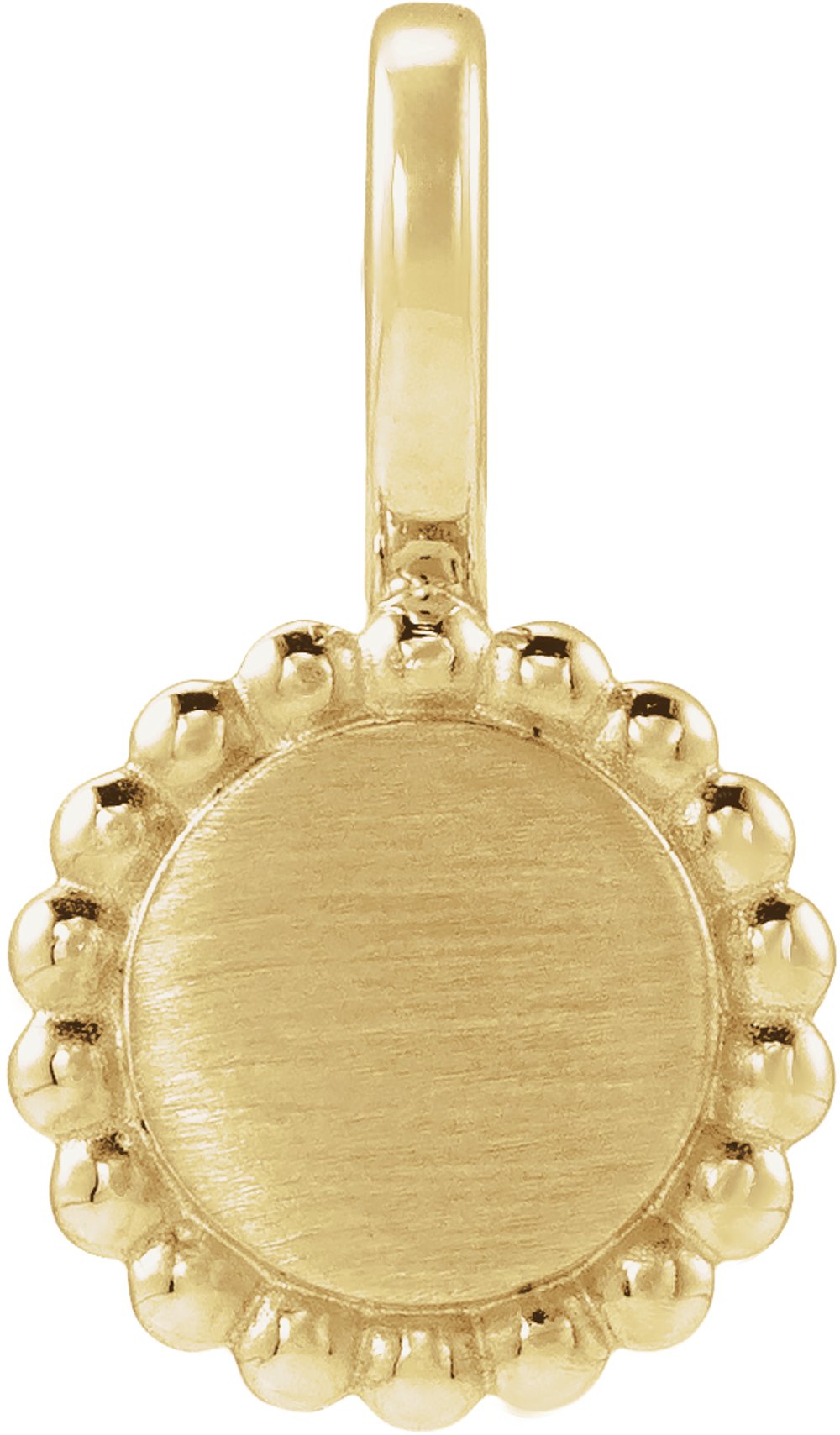 14K Yellow Gold Engravable Beaded Disc Charm/Pendant