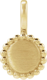 14K Yellow Gold Engravable Beaded Disc Charm/Pendant