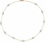 14K Yellow Gold Cultured White Freshwater Pearl 17" Necklace