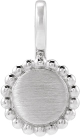 Sterling Silver Engravable Beaded Disc Charm/Pendant