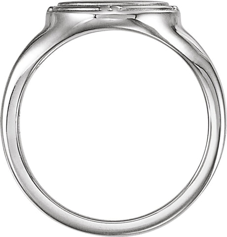 14K White Gold 10x8 mm Oval Vintage-Inspired Signet Ring
