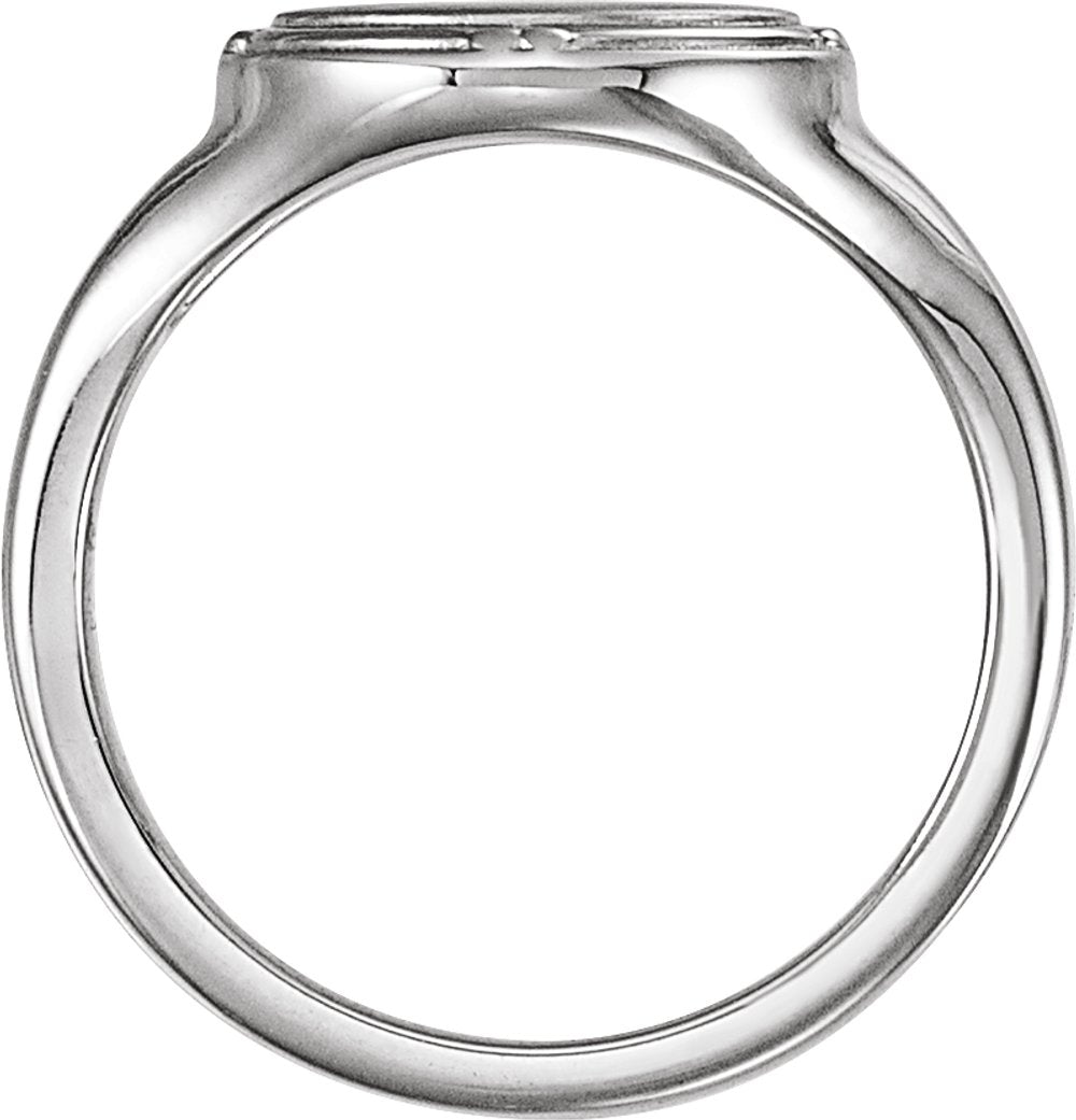 14K White Gold 10x8 mm Oval Vintage-Inspired Signet Ring