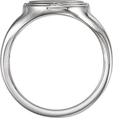 14K White Gold 10x8 mm Oval Vintage-Inspired Signet Ring