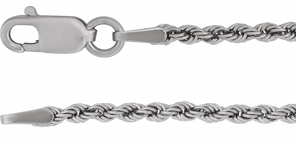 14K White Gold 1.5 mm Rope 7" Chain 