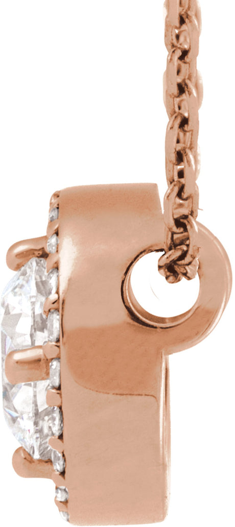 14K Rose Gold 1/2 CTW Lab-Grown Diamond Halo-Style 16" Necklace
