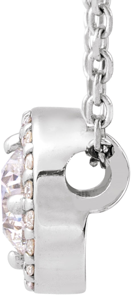 14K White Gold 3/8 CTW Natural Diamond Halo-Style 16" Necklace
