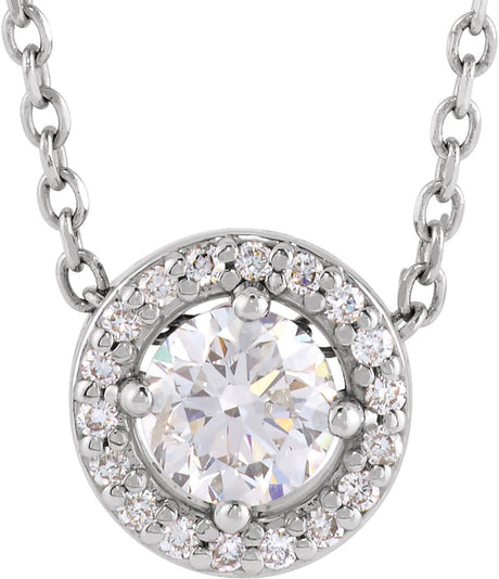 14K White Gold 3/8 CTW Natural Diamond Halo-Style 16" Necklace